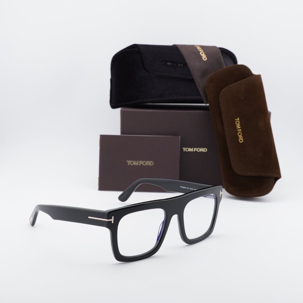 Tom Ford FT6068-B 001 Square Eyeglasses 53mm - Black/Clear with Magnetic Clip-on - Picture 8 of 10